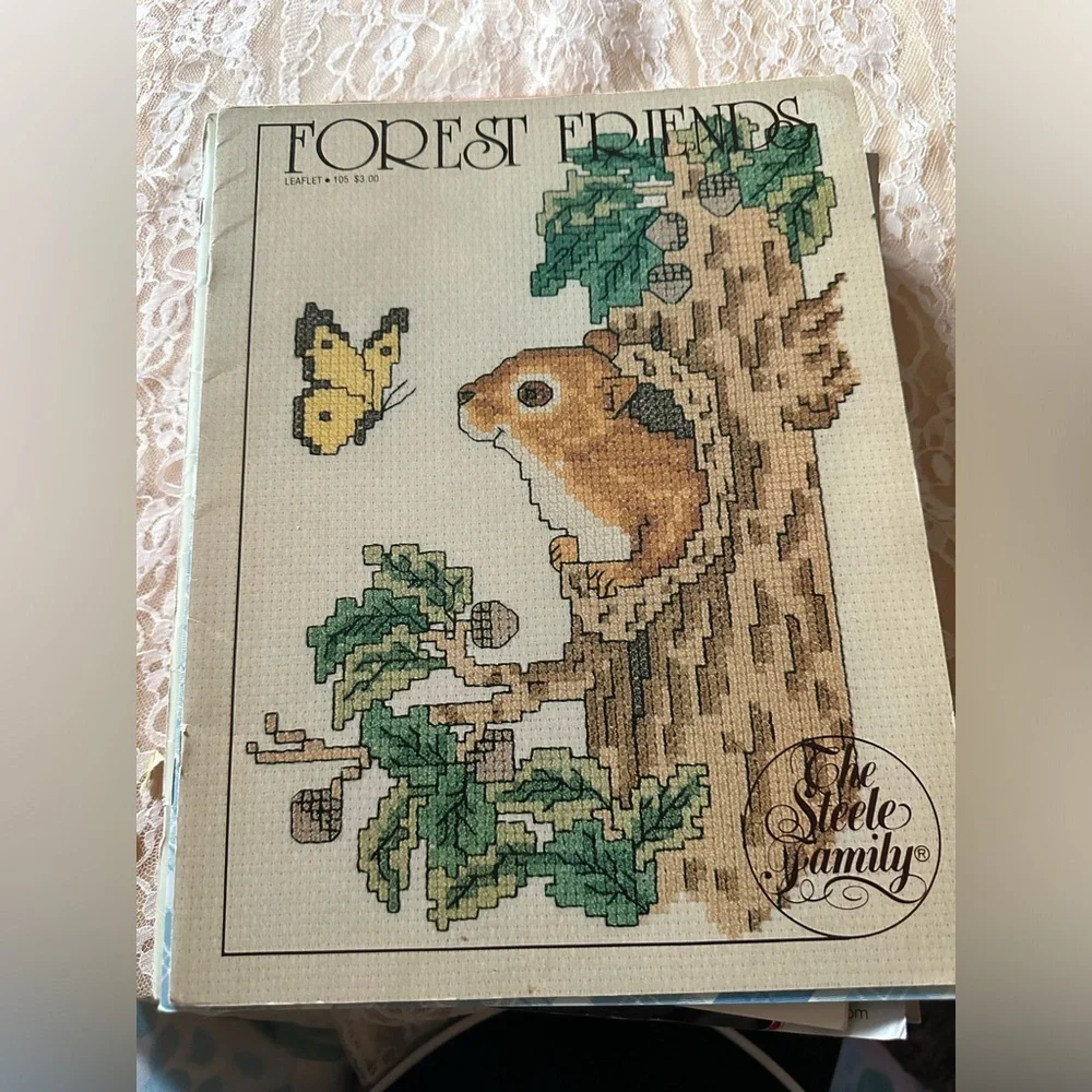 The Steele Family FOREST FRIENDS Leaflet 105 Cross Stitch Pattern Vintage 1982